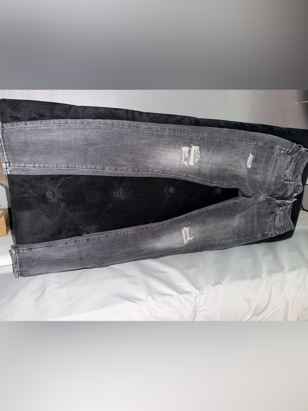 Women’s Grey Distressed Slim Jeans